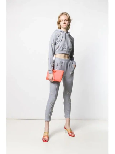 Shop Area Embellished Cropped Track Trousers In Grey