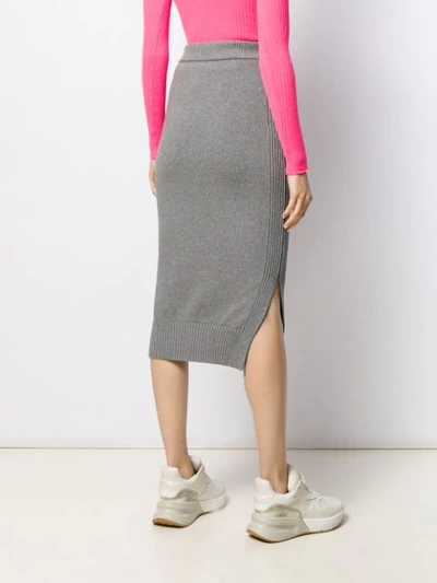 Shop Kenzo Intarsia Logo Skirt In Grey