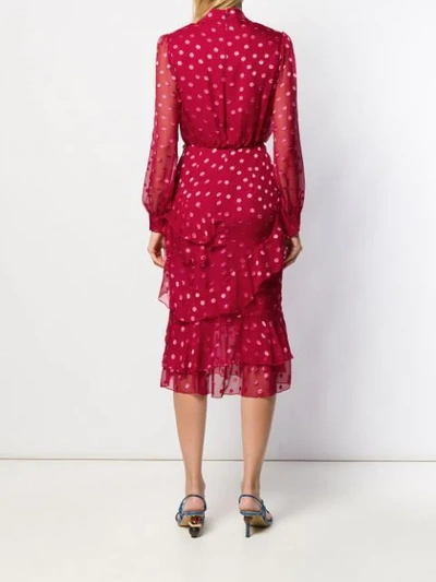 Shop Saloni Polka Dot Dress In Red