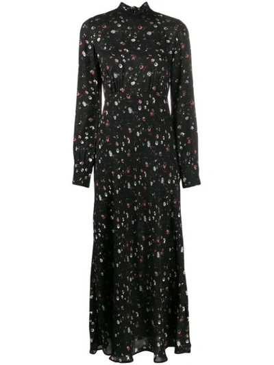 Shop Iro Long Floral Print Dress In Black