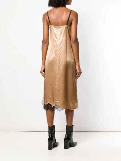 Shop Helmut Lang Layered Lace Slip Dress - Neutrals