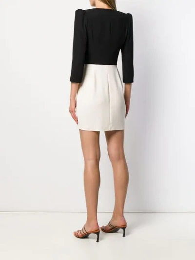 Shop Elisabetta Franchi Colour Block Mini Dress In Black