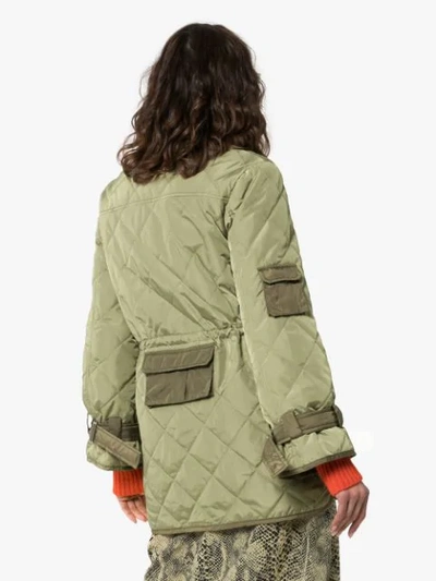 Shop Ganni Aspen Quilted Jacket In Green