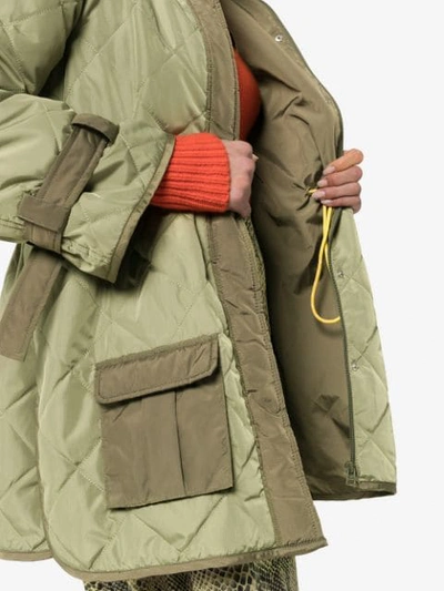 Shop Ganni Aspen Quilted Jacket In Green