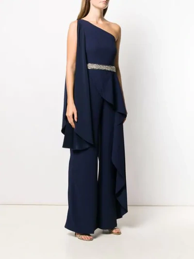 Shop Alice And Olivia Venita One-shoulder Jumpsuit In Blue