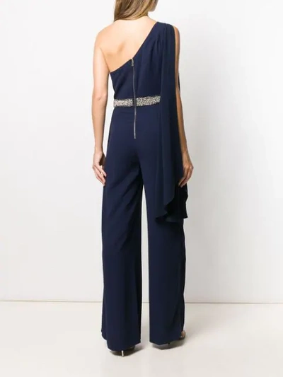 Shop Alice And Olivia Venita One-shoulder Jumpsuit In Blue