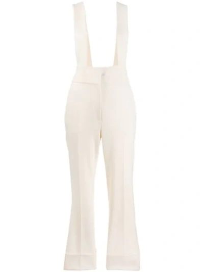 Shop Alberta Ferretti Suspender Straps Trousers In White