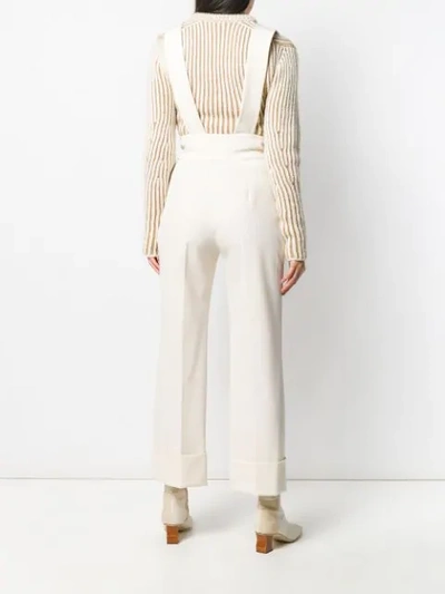 Shop Alberta Ferretti Suspender Straps Trousers In White