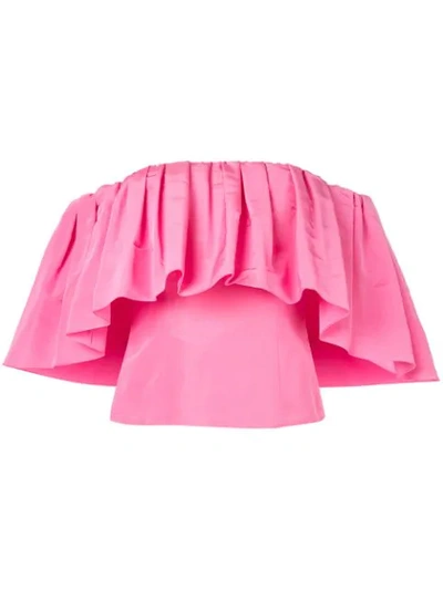 Shop Carolina Herrera Off The Shoulder Blouse In Pink