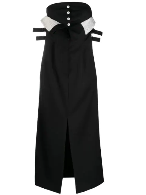 strapless tuxedo dress