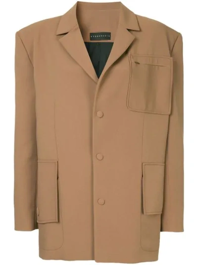 Shop Nino Babukhadia Piped Pocket Blazer Jacket - Brown