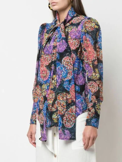 Shop Sara Roka Thiffettee Silk Paisley Blouse In Blue