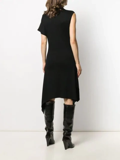 Shop Alix Asymmetric Flared Midi Dress In Black