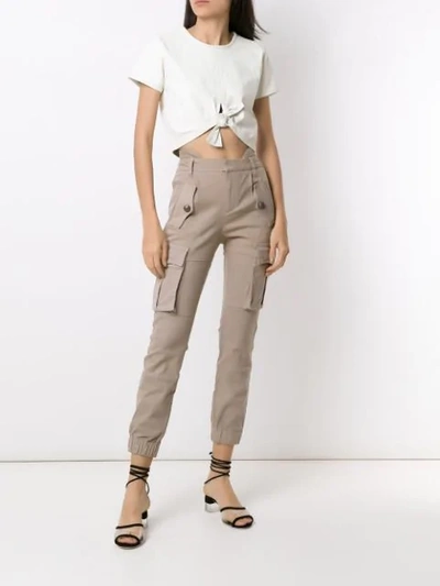 Shop Andrea Bogosian Tied Leather Cropped Top In White