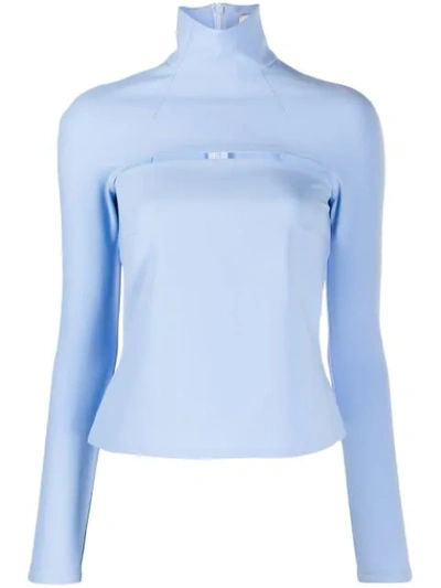 Shop A.w.a.k.e. Funnel Neck Top In Blue