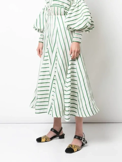 Shop Rosie Assoulin Flouncy Striped Skirt In Green