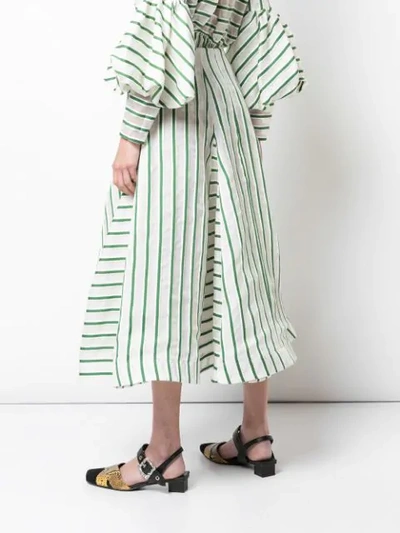 Shop Rosie Assoulin Flouncy Striped Skirt In Green