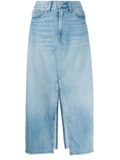 Rag Bone Clyde Split Denim Midi Skirt In Blue ModeSens