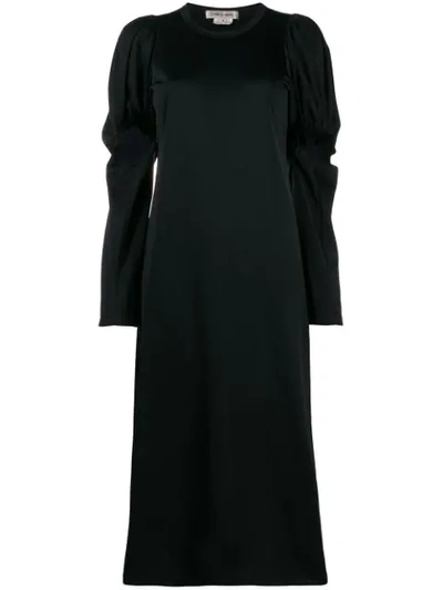 Shop Comme Des Garçons Ruched Details Midi Dress In Black