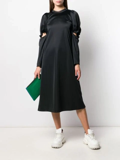 Shop Comme Des Garçons Ruched Details Midi Dress In Black