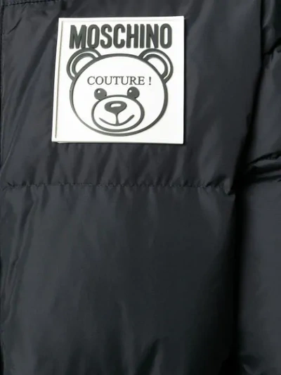 Shop Moschino Teddy Bear Puffer Jacket In Black