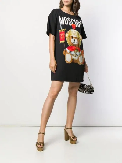 Shop Moschino Roman Teddy Bear T-shirt Dress In Black