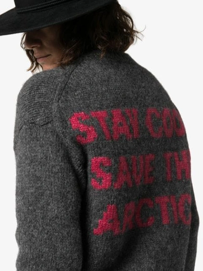 ALANUI INTARSIA KNIT SLOGAN JUMPER - 灰色