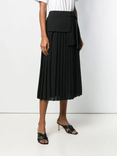 Shop Victoria Victoria Beckham Side Tie Pleated Skirt In Black