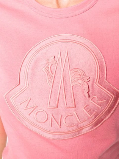 Shop Moncler Embroidered Logo Patch T-shirt In Pink