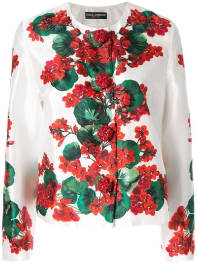 Shop Dolce & Gabbana Portofino Print Mikado Jacket In White