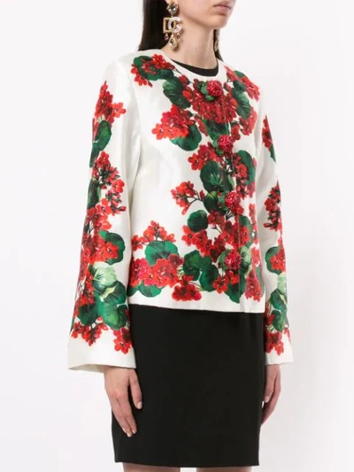 Shop Dolce & Gabbana Portofino Print Mikado Jacket In White