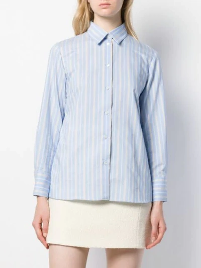 Shop Sandro Long Sleeve Striped Shirt In Blue
