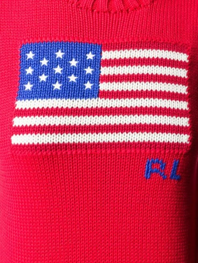 Shop Polo Ralph Lauren Logo Flag Embroidered Sweater In 005 Red Mu