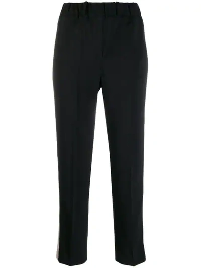 Shop Incotex Side Band High-waist Trousers In Black
