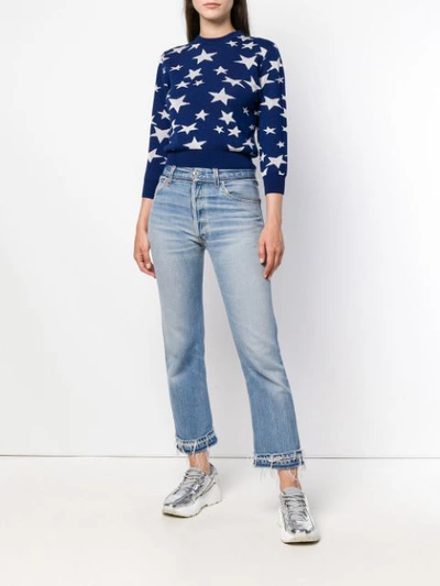 Shop Loewe Star Print Sweater In Blue