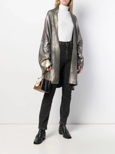 Shop Avant Toi Coated Metallic Cardigan In Grey