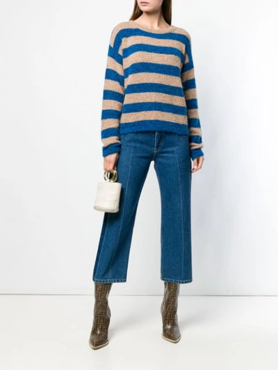 Shop Chiara Bertani Striped Knit Sweater - Neutrals