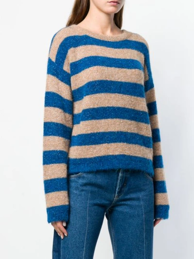 Shop Chiara Bertani Striped Knit Sweater - Neutrals