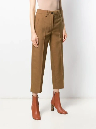 Shop Erika Cavallini Cropped Tailored Trousers In Brown