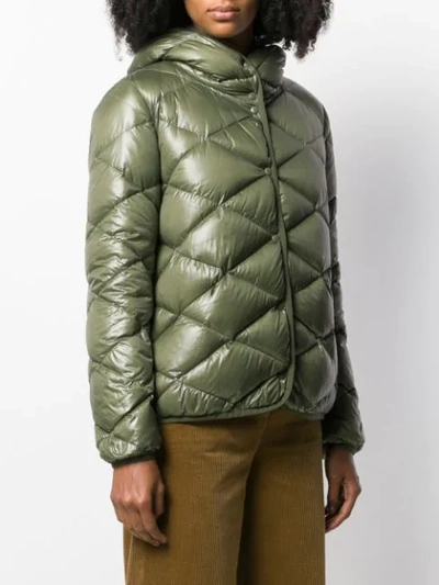 Shop Aspesi Hooded Padded Jacket In Green