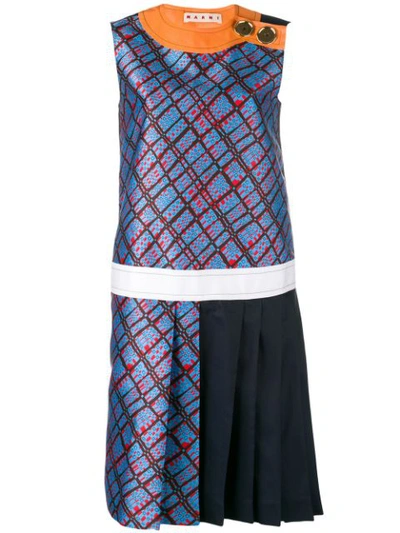 Shop Marni Patterned Shift Dress - Blue