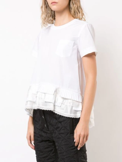 Shop Sacai Ruffled Hem T-shirt - White