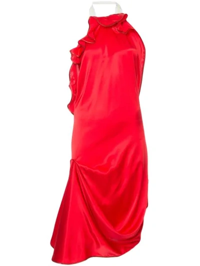 Shop Anne Karine Thorbj0rnsen Ruffled Neck Dress In Red