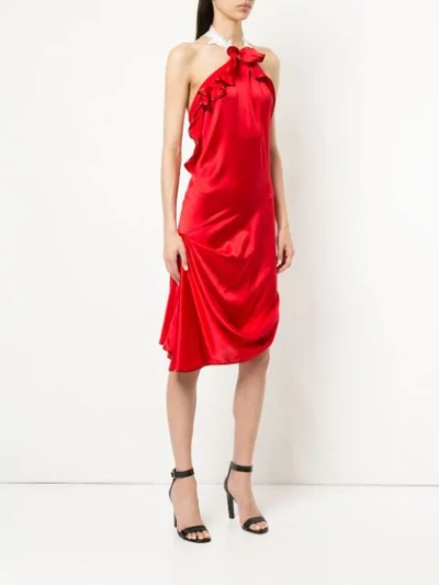 Shop Anne Karine Thorbj0rnsen Ruffled Neck Dress In Red