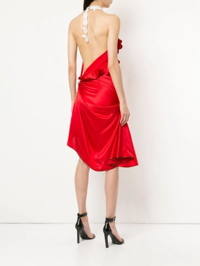 Shop Anne Karine Thorbj0rnsen Ruffled Neck Dress In Red