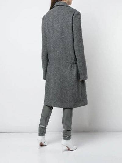 Shop Tibi Double Breasted Coat In Grey
