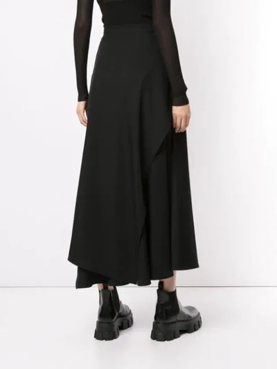 Shop Yohji Yamamoto Draped Asymmetric Hem Skirt In Black