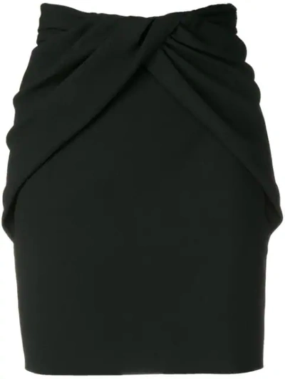 Saint Laurent Draped Crepe Mini Skirt In Black