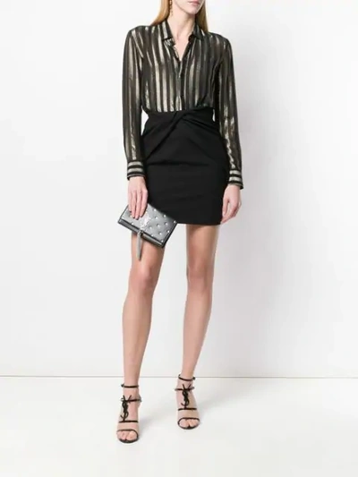 Saint Laurent Draped Crepe Mini Skirt In Black