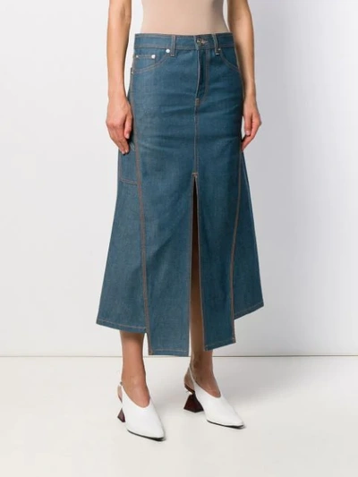 LANVIN SLIT MIDI DENIM SKIRT - 蓝色